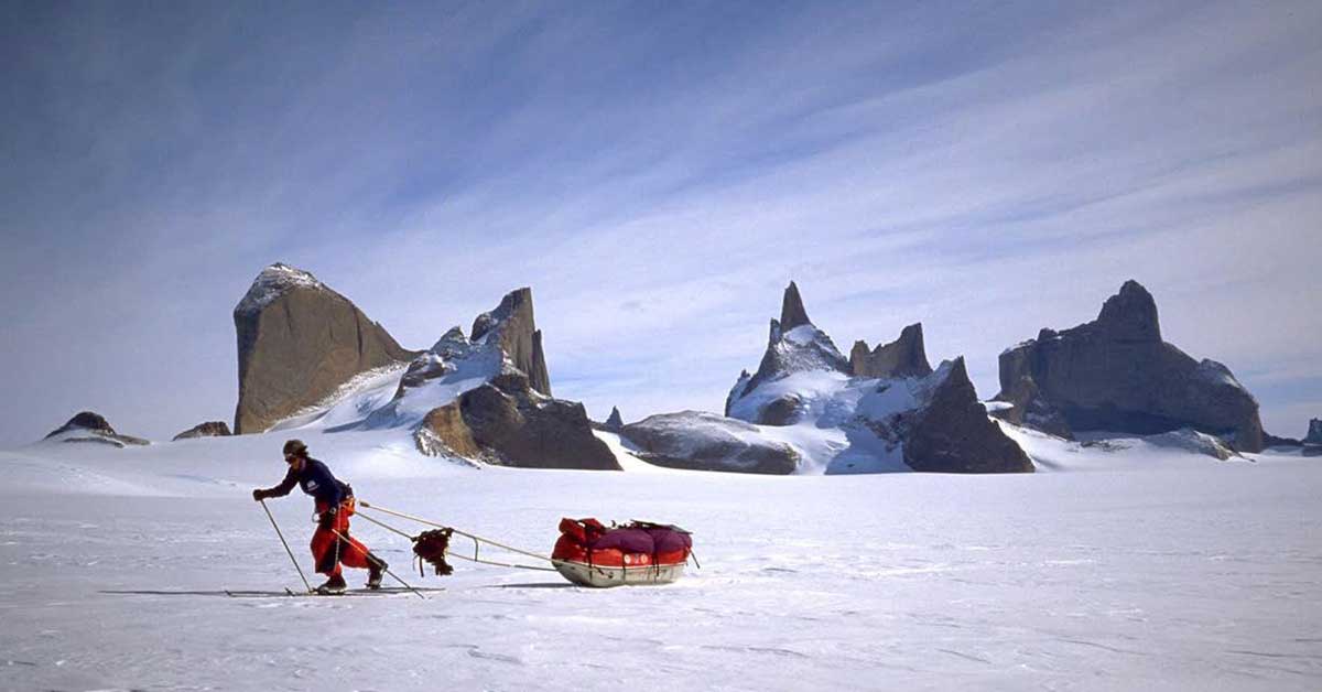Polar Expeditions explorer trekking across South Pole