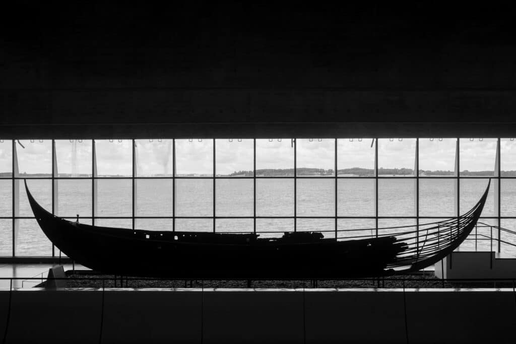 Viking longship in museum