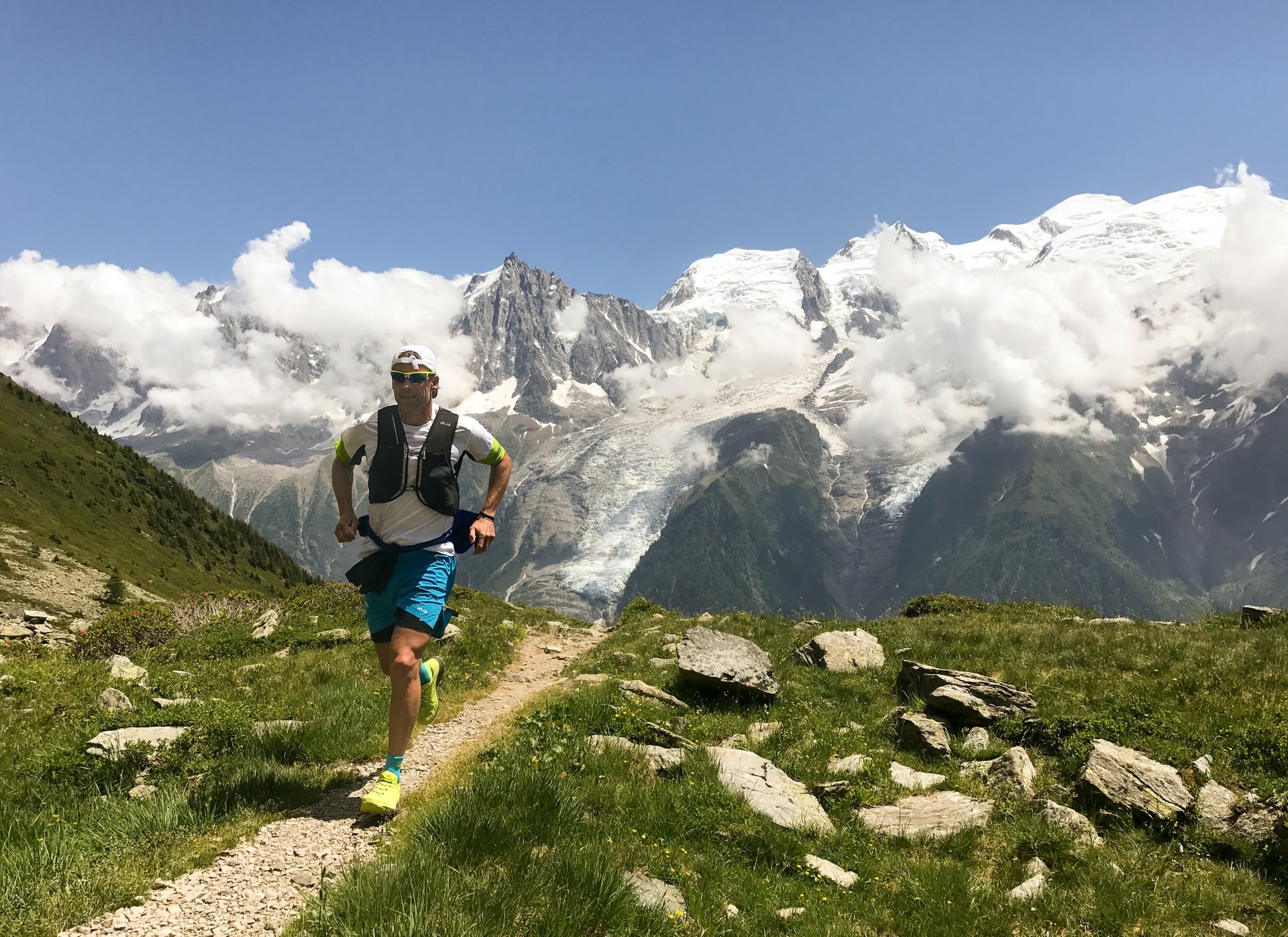 Runner on mountain top