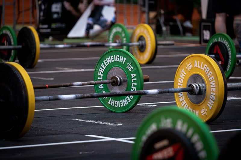 barbells on the floor