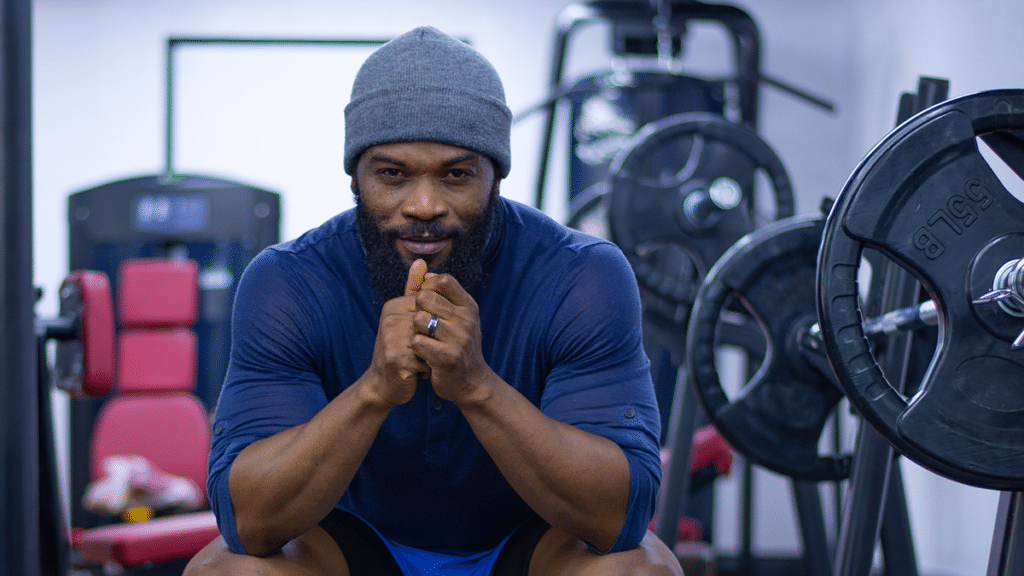 Man about to perform reverse grip bench press