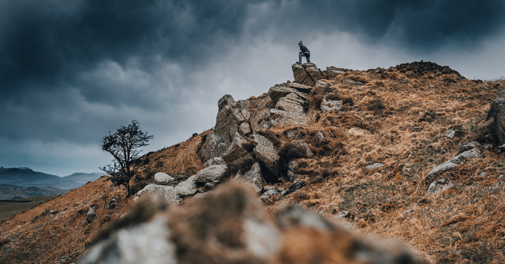 Man on mountain in UK