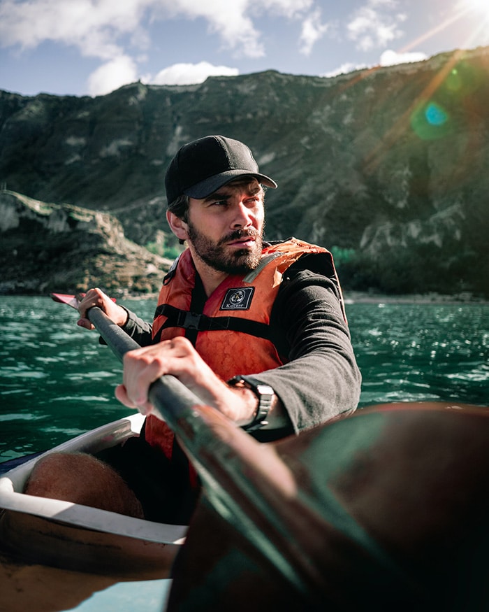 Man in boat on the sea