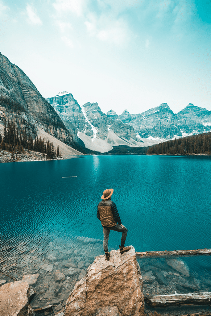 Man next to lake with Candian Outdoor Clothing Companies