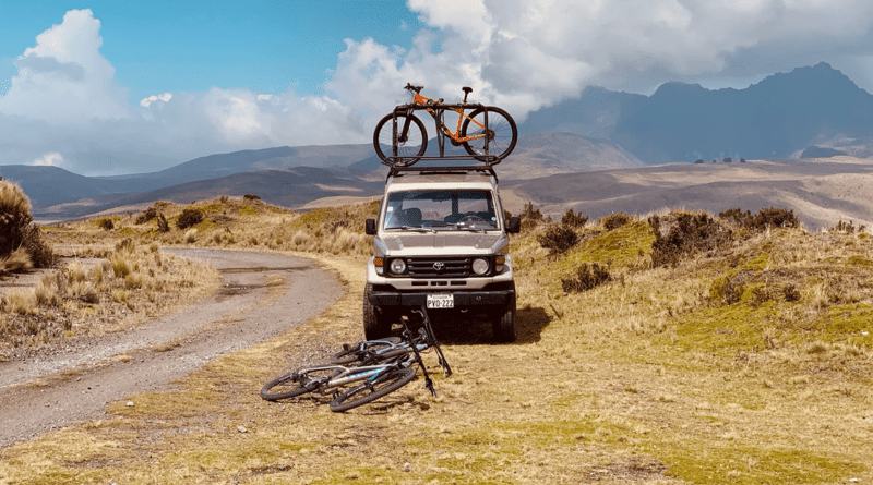 electric bikes on top of car