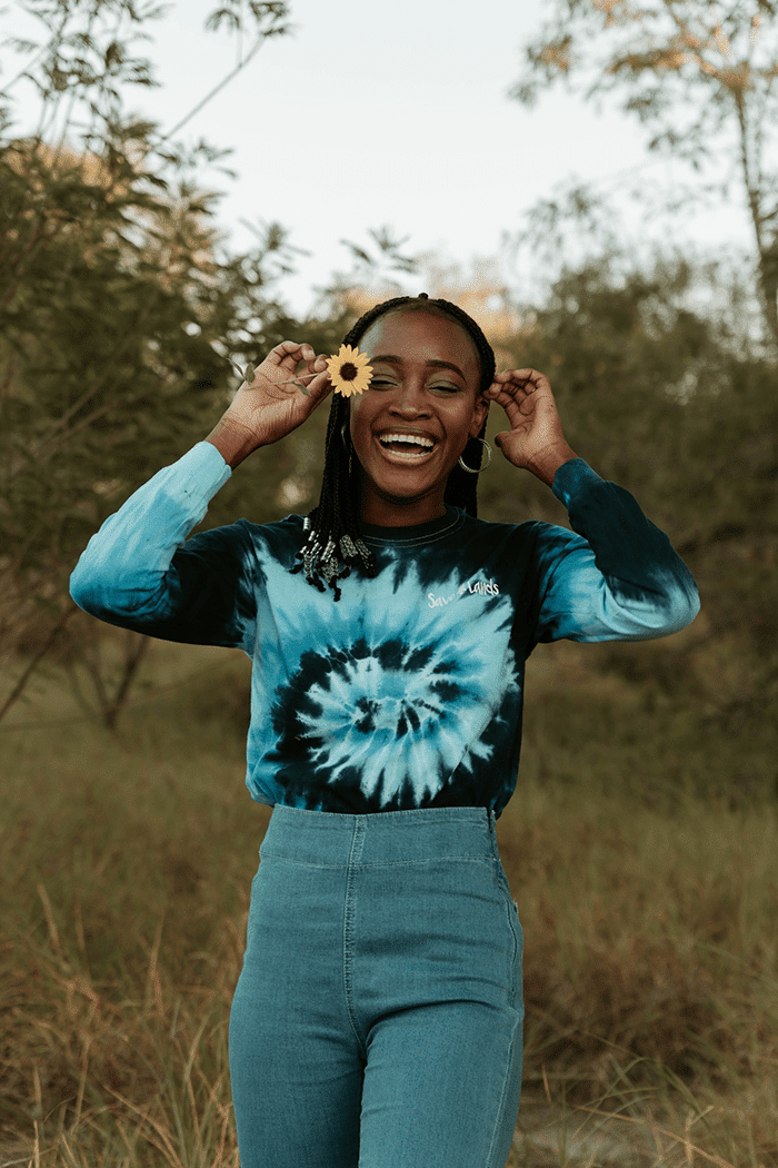 Woman smiling outside