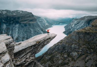 Man in Norway standing on a Rock