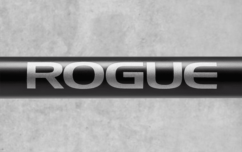 Rogue Branding on Black Barbell