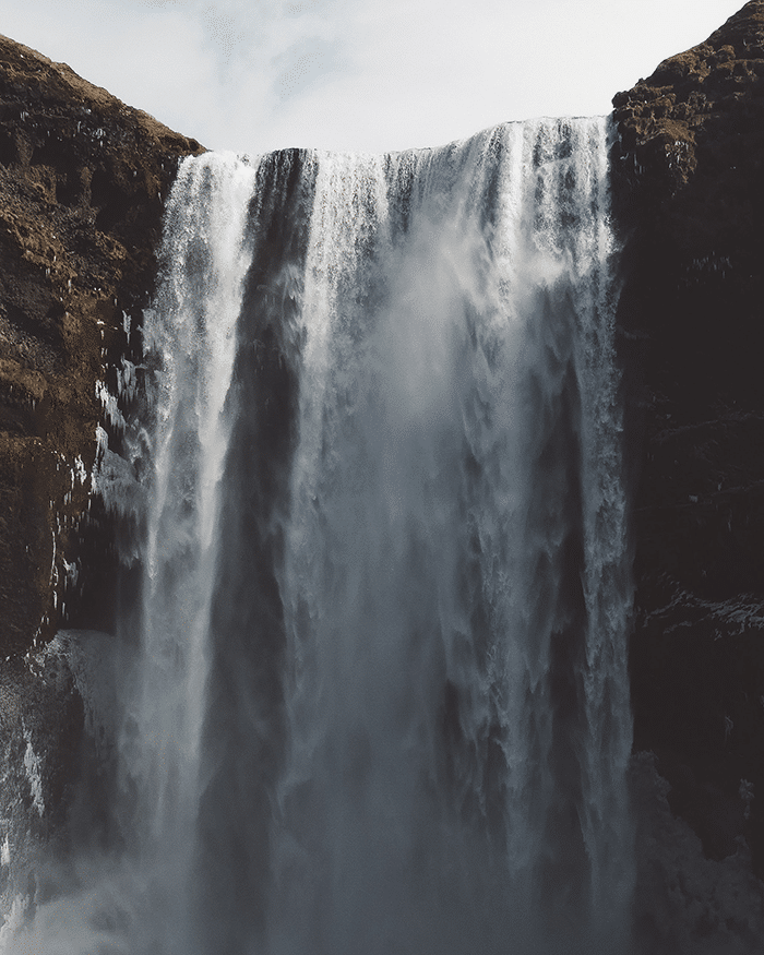 Detail of a waterfall in Iceland