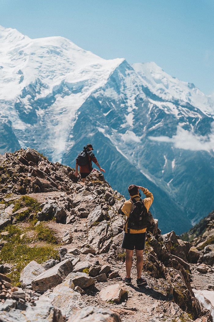 People out in the mountains