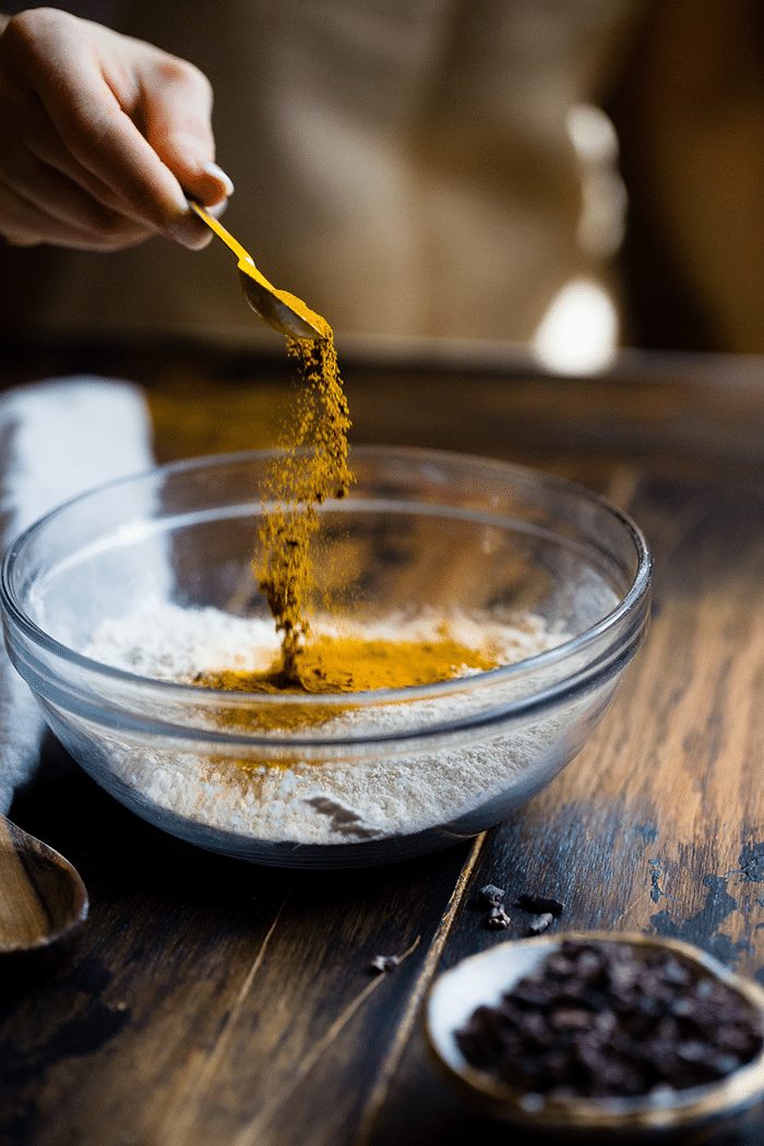 Foods on wooden baking table