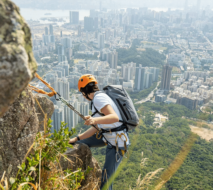 Man with climbing rope