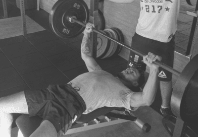 Decline barbell bench press with male athletes