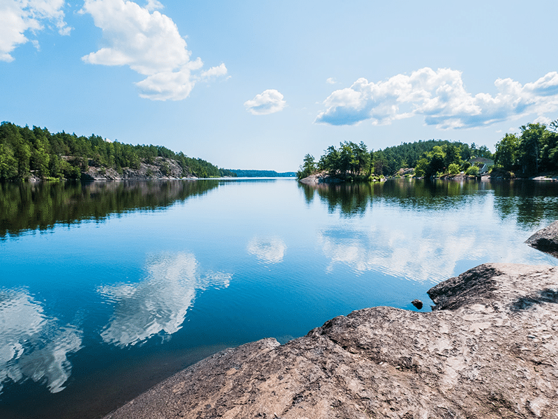 Lake next to hiking routes in Sweden.