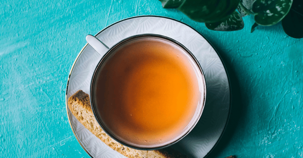 tea on blue background