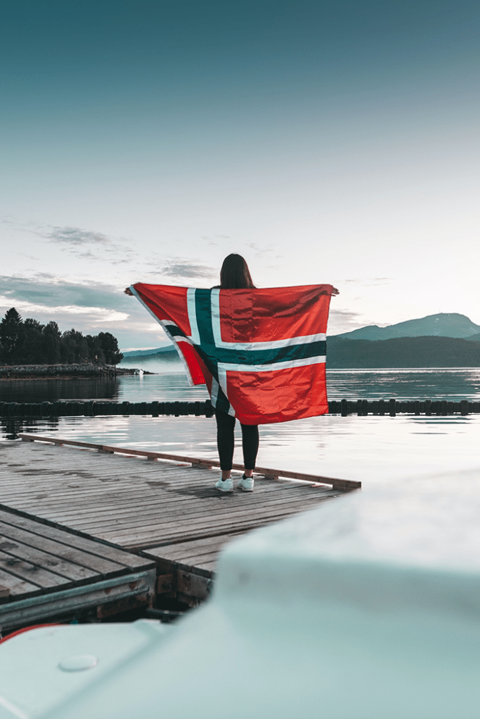 Woman hiking trails in norway