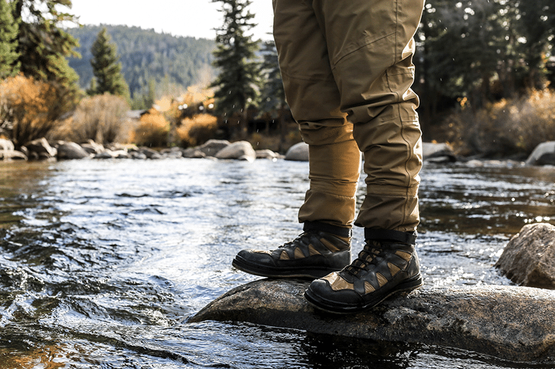 Man testing hiking sock brands.