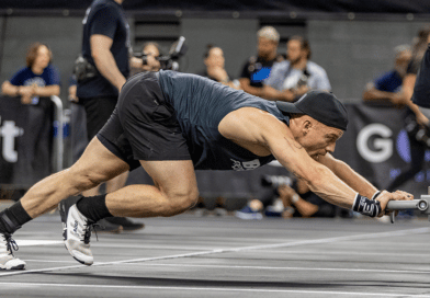 Scott Panchik pushing sled