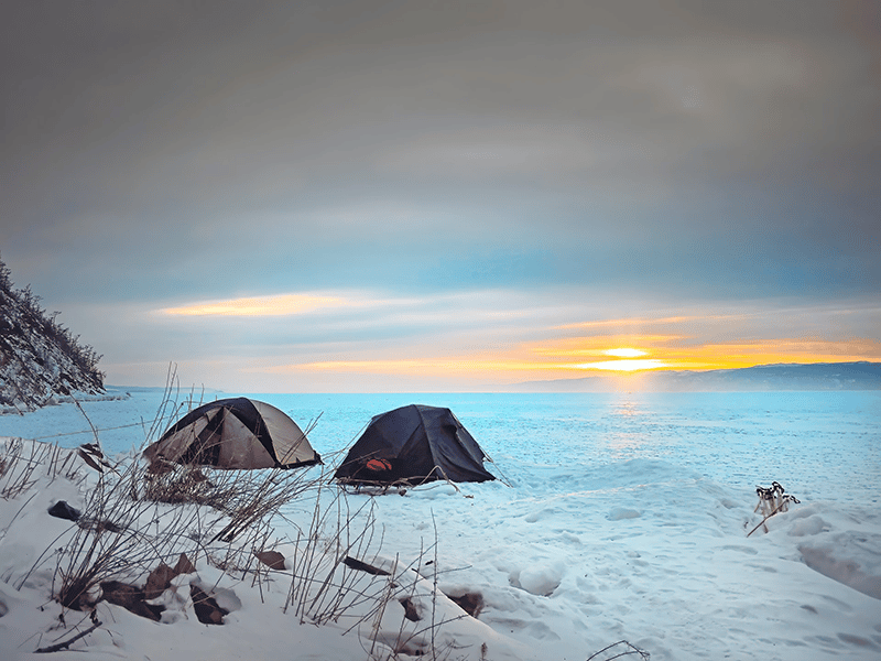 Tents in the sunrise