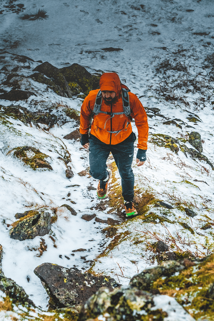 Man walking up a hill