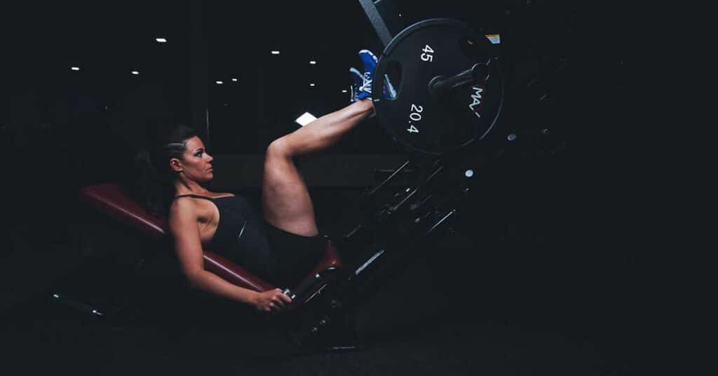 Leg press machine in action