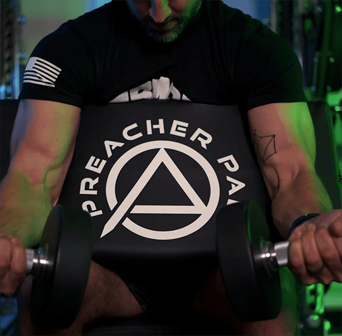 Preacher pad in action with athlete