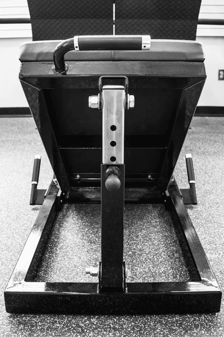 Rear view of the leg press machine