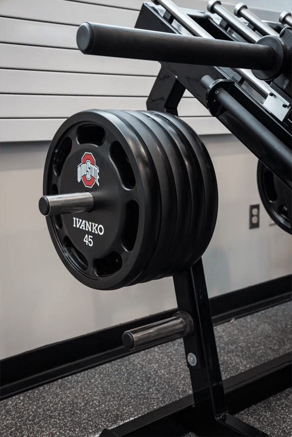 Rogue Leg Press storage pin and weights