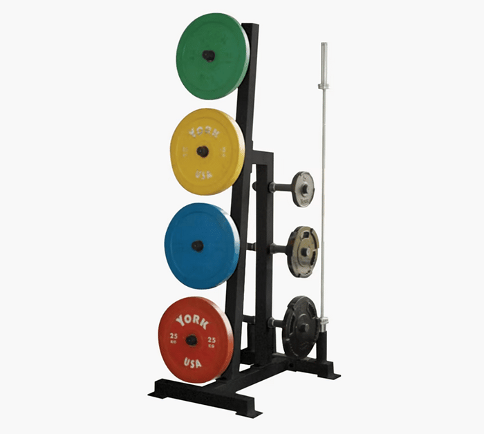 York Vertical plate tree with barbell