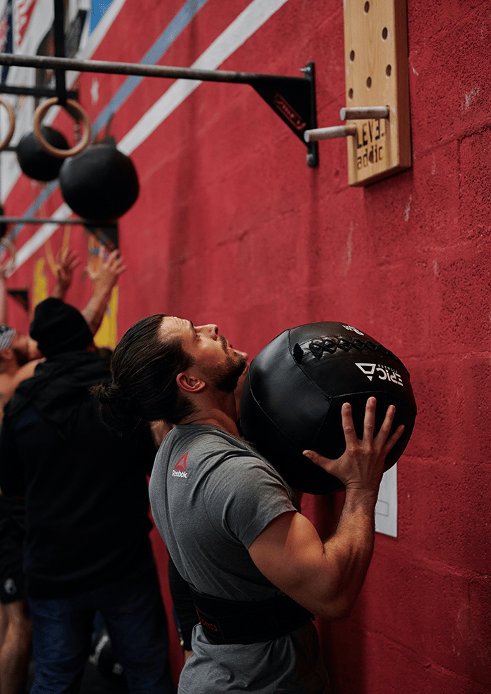 Man with wall ball