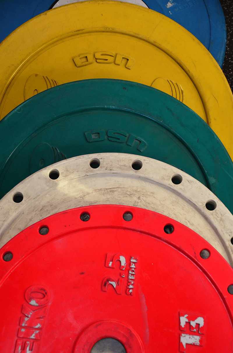 Weights plates in many colours