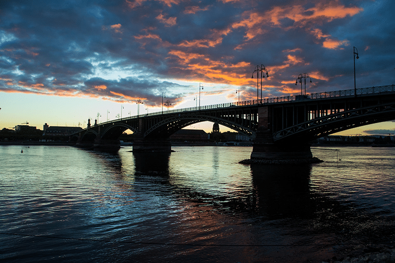 Bridge in Mainz over River Rhine