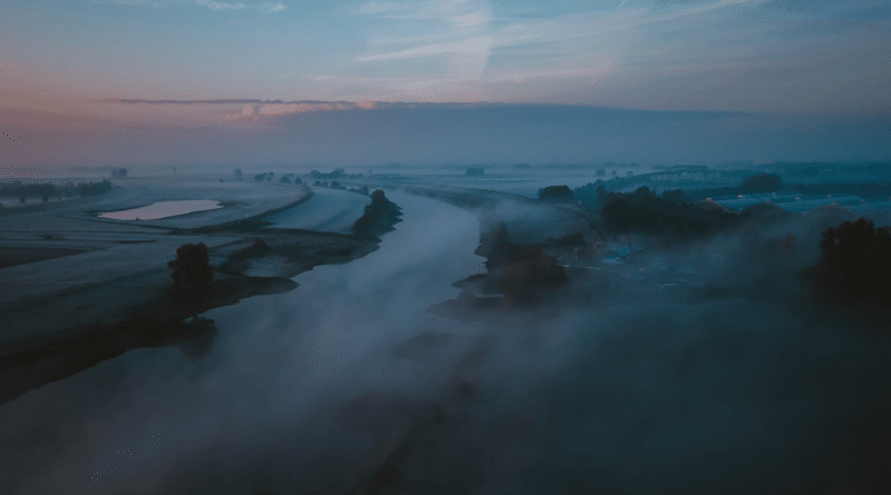 River Rhine in the mist