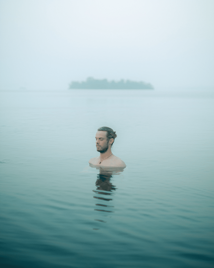 Man in cold water