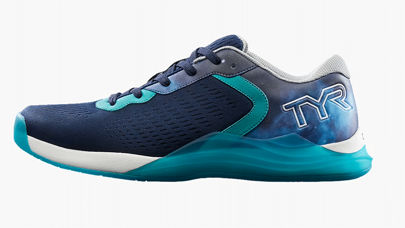 TYR Shoes in navy and turquiose.