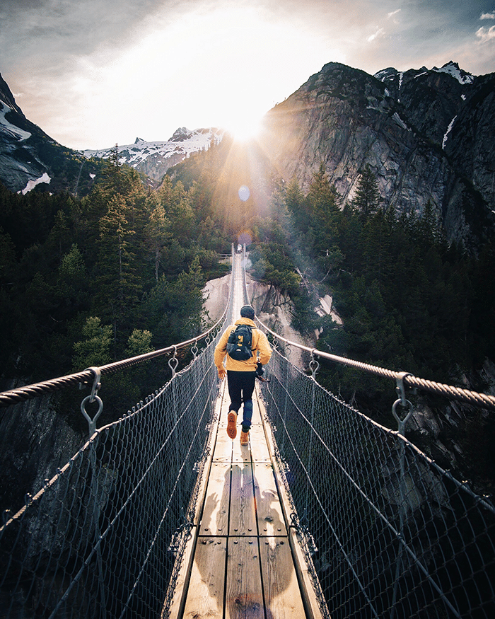 Man on bridge