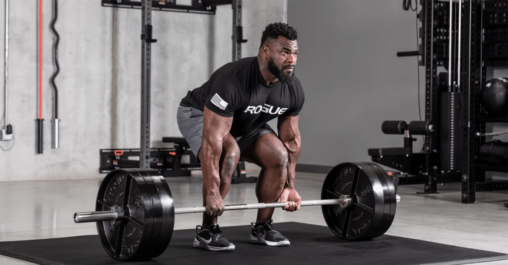 Athlete with Rogue Deadlift platform