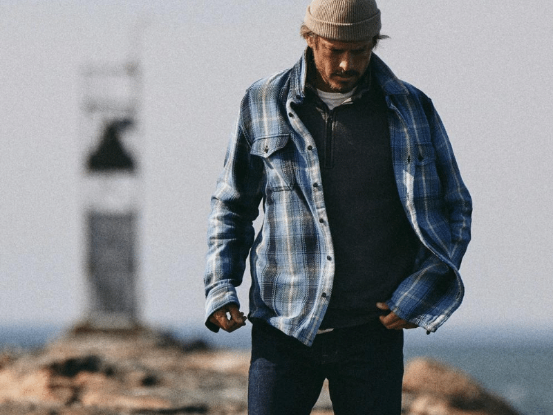 Man in Plaid Outerknown Blanket Shirt 