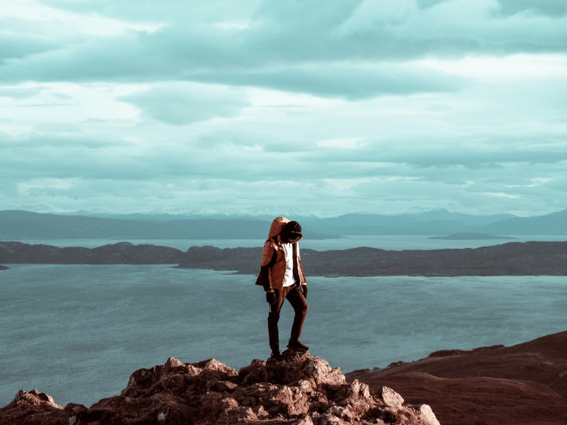 Hiker explores the Isle of the Skye