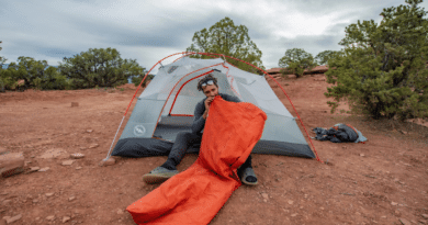 Camper with Big Agnes sleeping bag