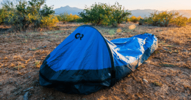 Bivy bag in the sunlit outdoors