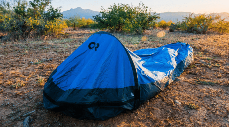 Bivy bag in the sunlit outdoors