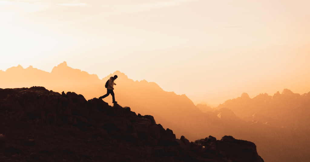 Hiking at sunrise