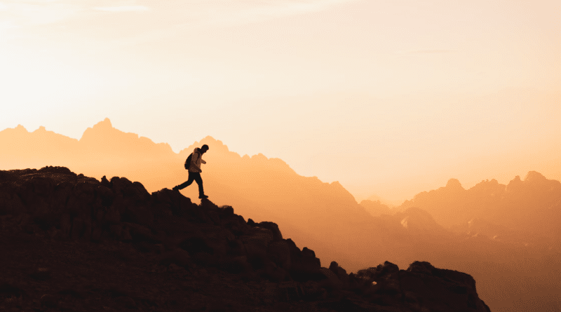 Hiking at sunrise