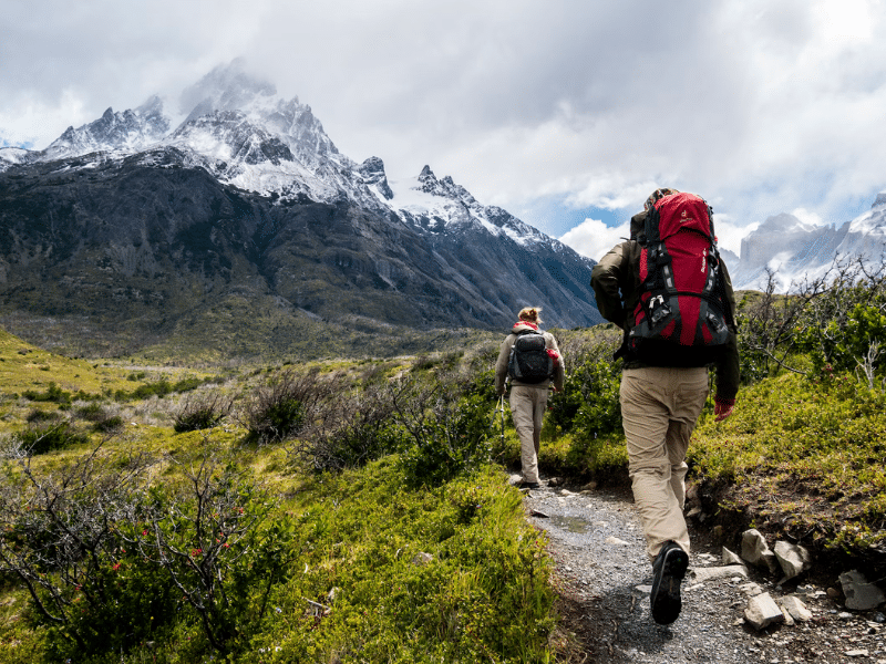 Hiking into the mountains