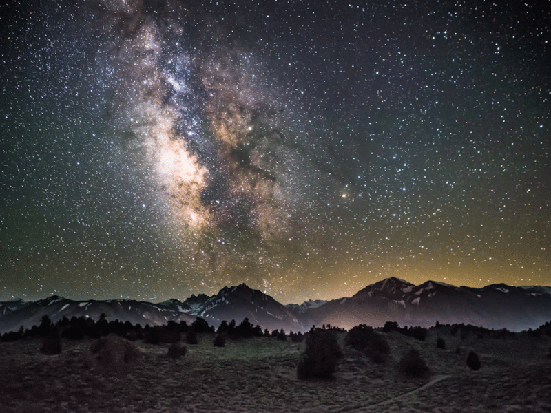 Starry night sky in wilderness