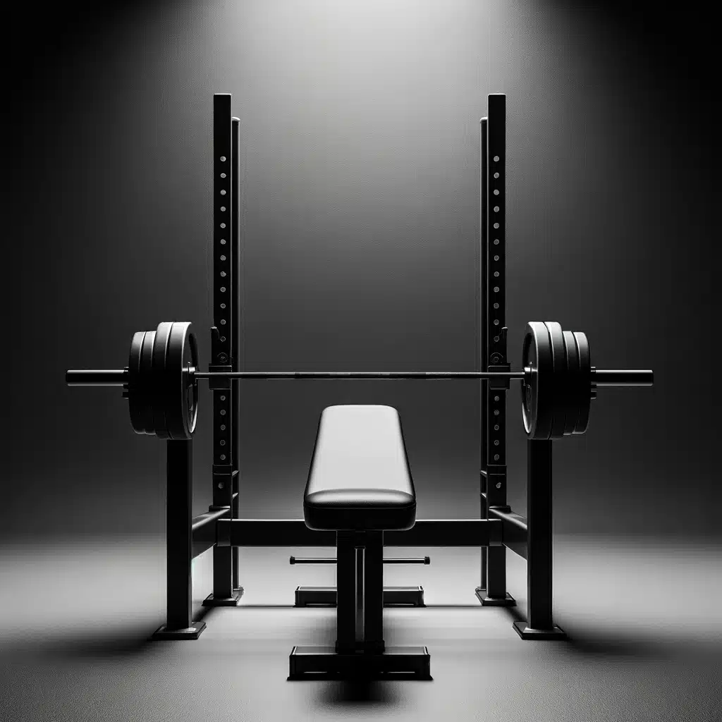 Bench press in black and white.