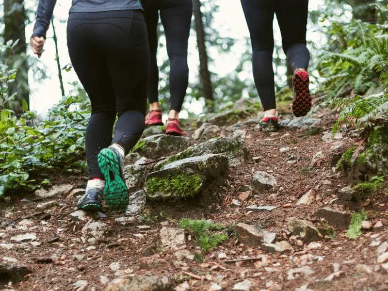 Walking shoes on a hike